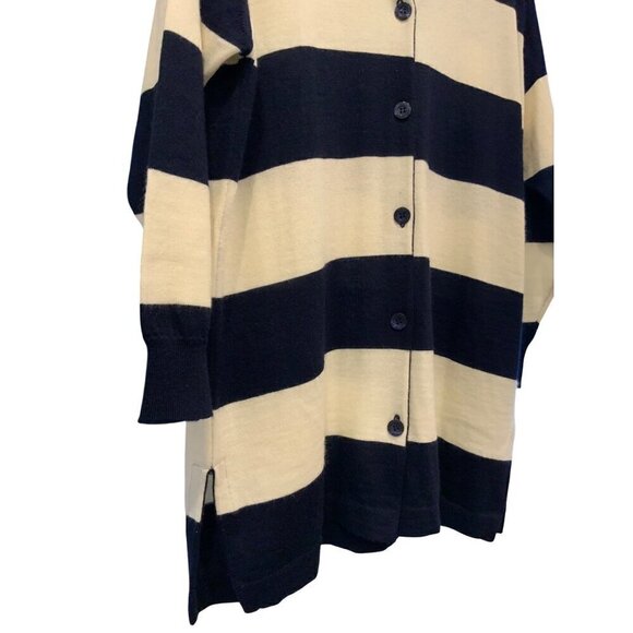 Rodier Paris  vintage womens cardigan/ jacket  navy white  wide stripe - Picture 4 of 11